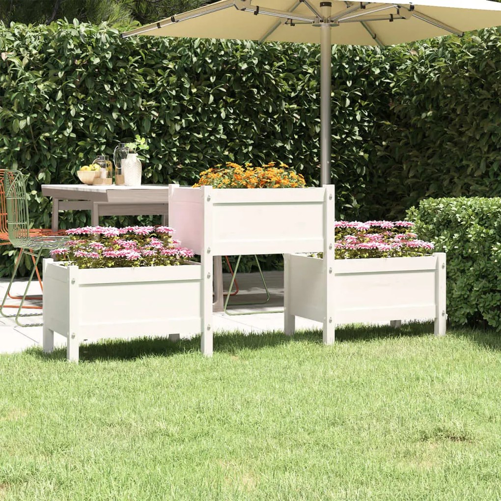 vidaXL Vaso/floreira 178,5x44x75 cm pinho maciço branco