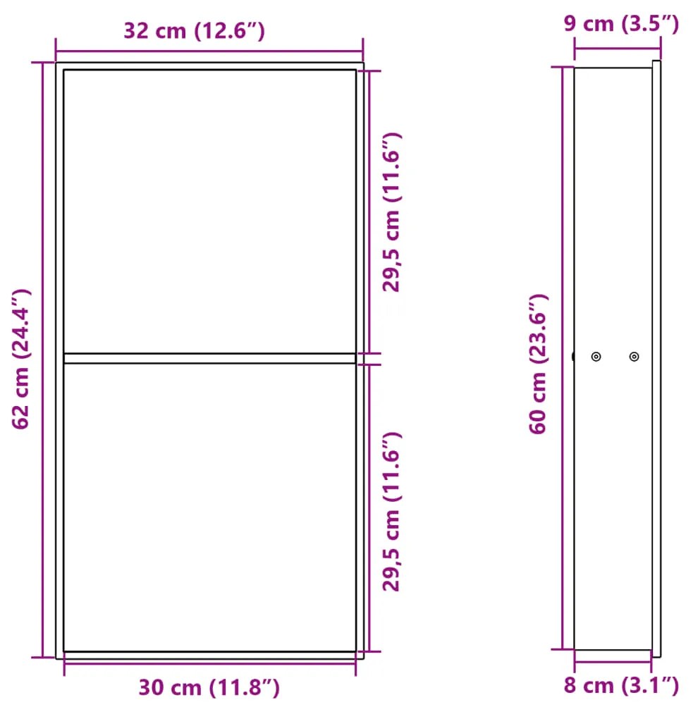 Nicho parede p/ duche 32x62x9 cm aço inoxidável branco mate