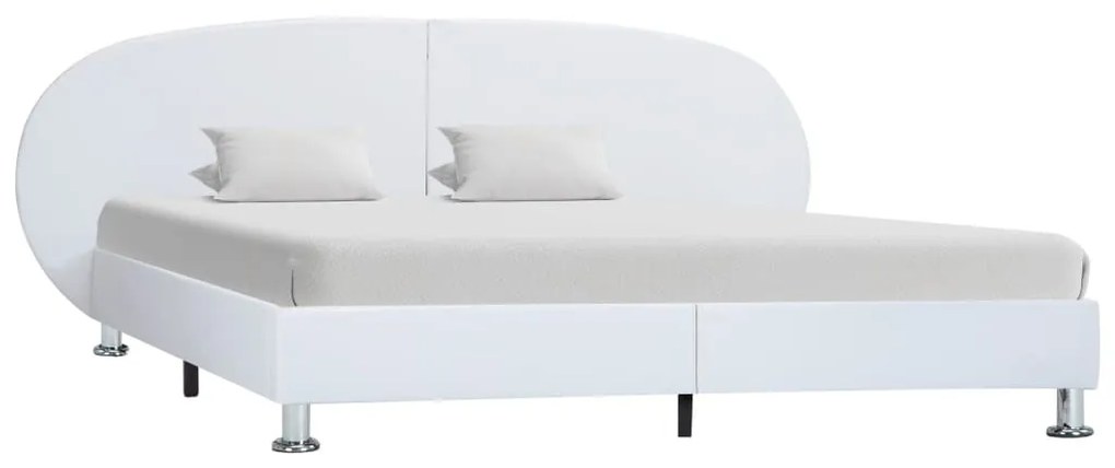 vidaXL Estrutura de cama 160x200 cm couro artificial branco