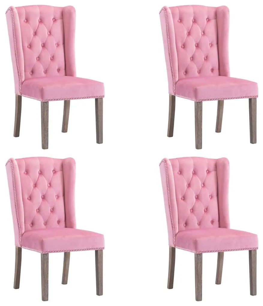 vidaXL Cadeiras de jantar 4 pcs veludo rosa