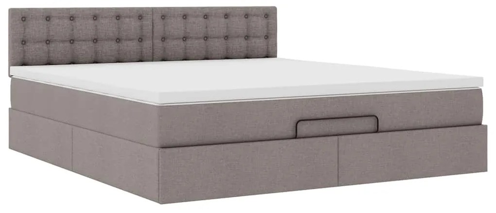 Estrutura de cama otomana com colchão tecido cinzento 160x200cm