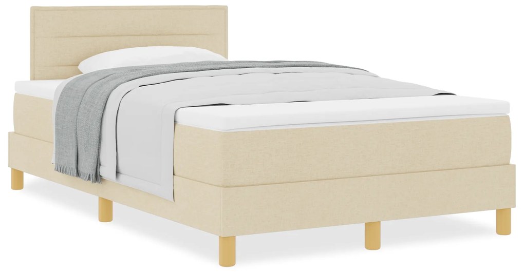 Cama Box Spring com Colchão Creme 120x200 cm Tecido