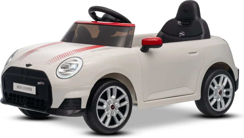 Carro elétrico para crianças 12V Mini Cooper MP3 Player com Controlo remoto, bateria de Lítio Licença Original Branco