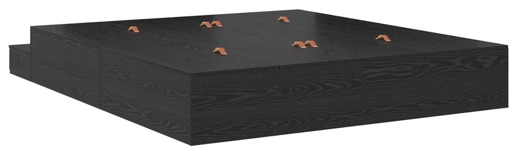 Estrutura de Cama Armazenamento Carvalho Preto 180x200 cm