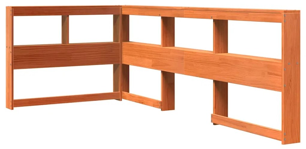 Cama com estante sem colchão 90x190cm pinho maciço castanho-mel