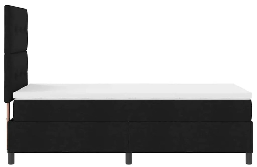 Cama com Estrado e Colchão com LED, Preta, 80 x 200 cm, Tecido.