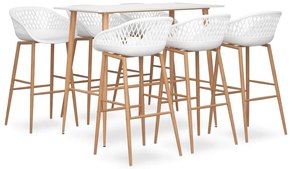 vidaXL 7 pcs conjunto de bar branco