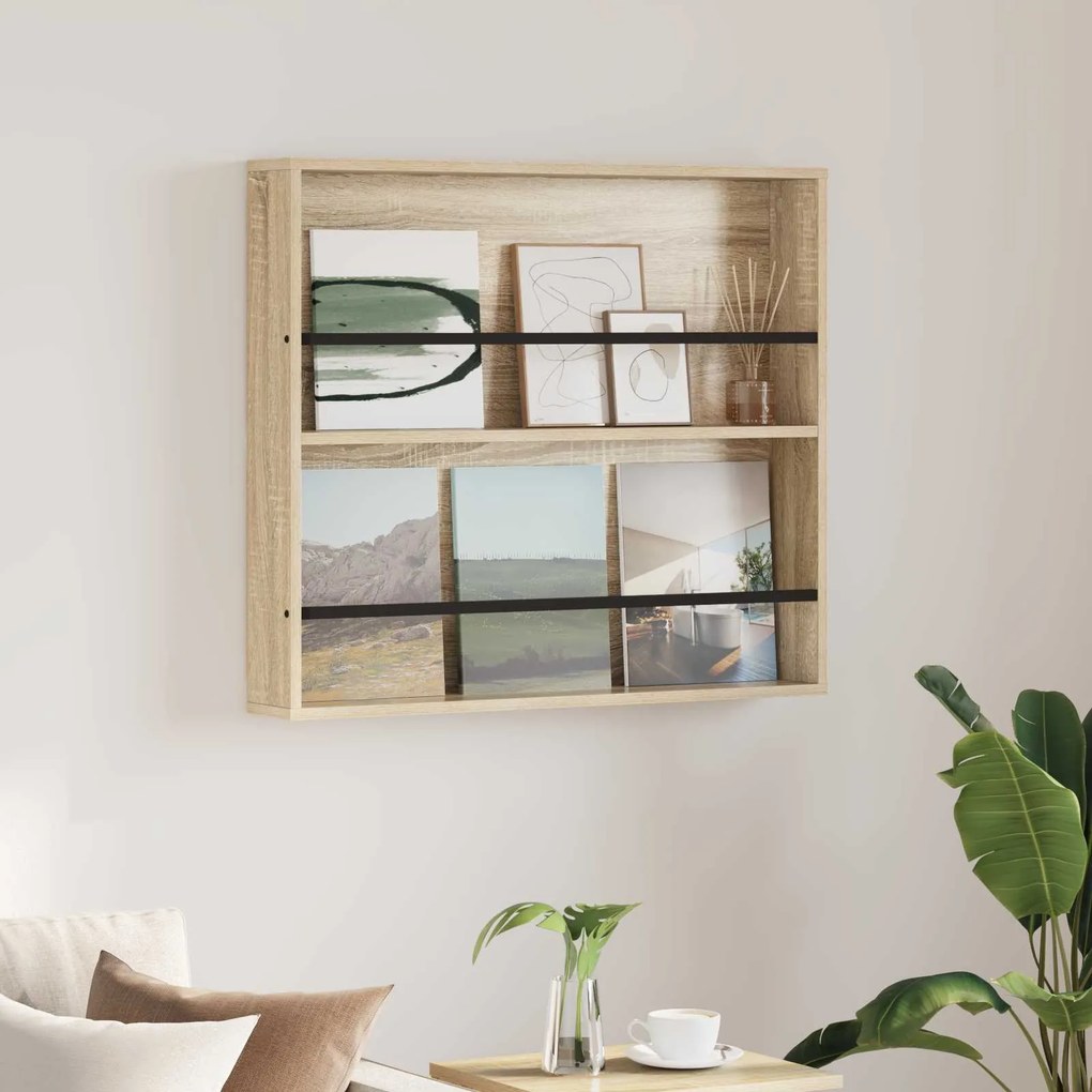 vidaXL Estante de Revistas Carvalho Sonoma 80 x 12 x 70 cm