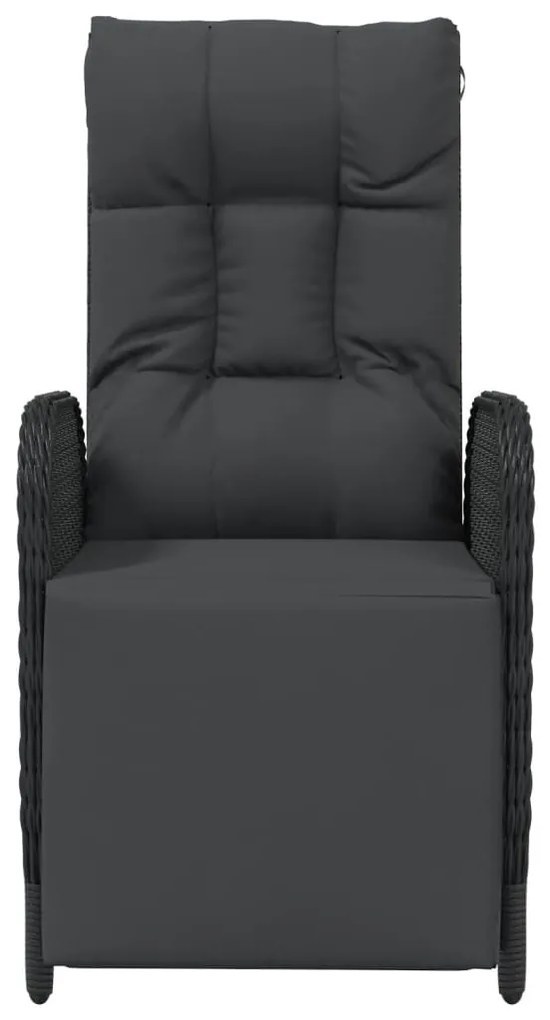 Poltronas reclináveis exterior c/ almofadões 2pcs vime PE preto