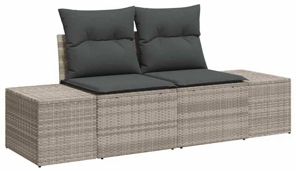 Conjunto de Sofá de Jardim com 9 Peças e Almofadas Cinza Claro em Poli