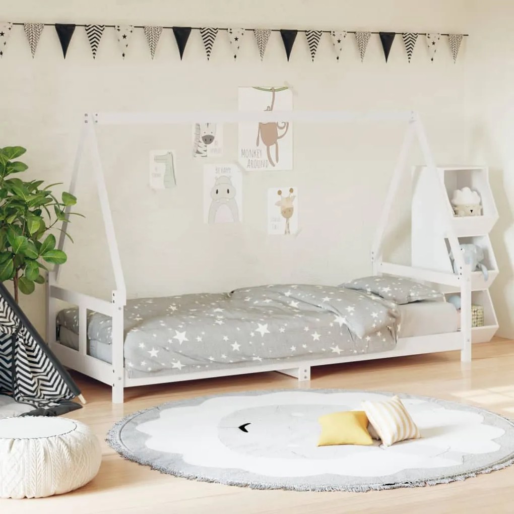 Estrutura de cama infantil 80x200 cm pinho maciço branco