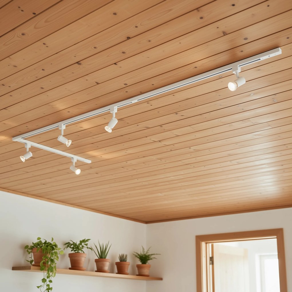 Sistema de iluminação de trilho moderno com 5 focos branco 1-fase - Iconic Jeany