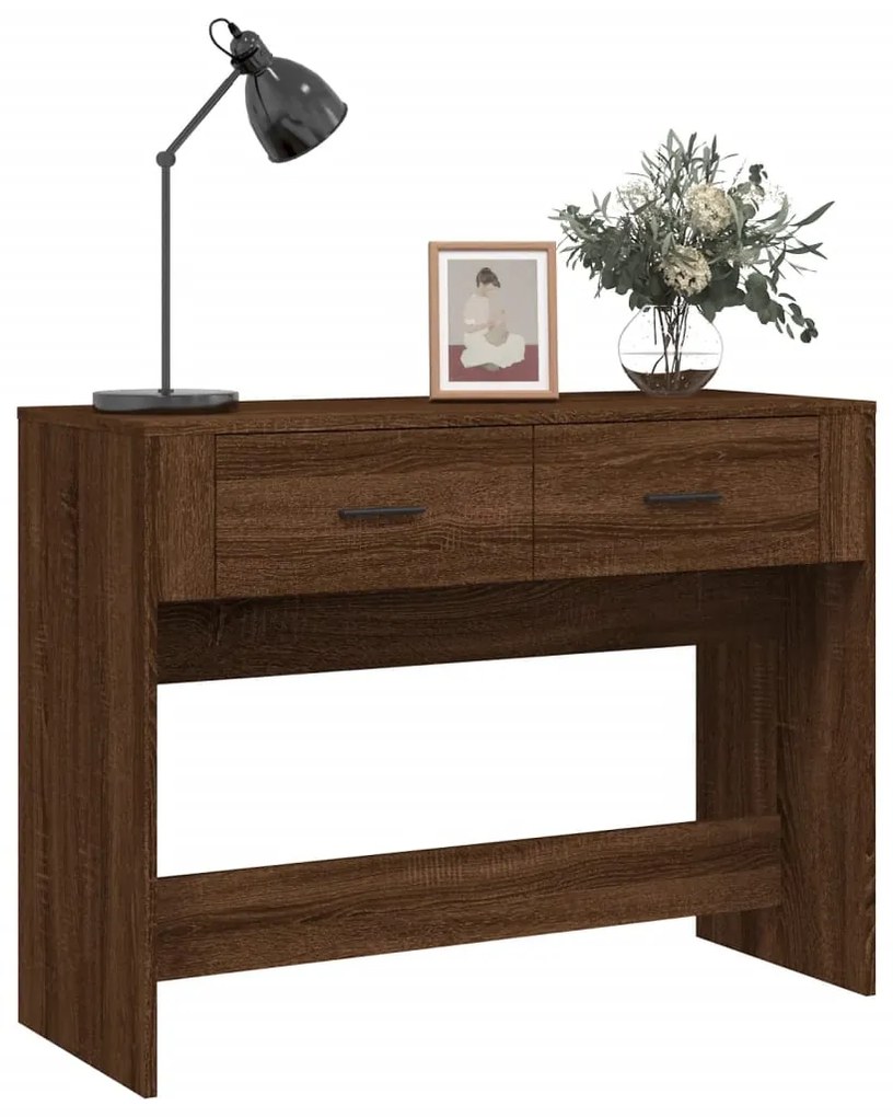 Mesa consola 100x39x75 cm derivados madeira carvalho castanho