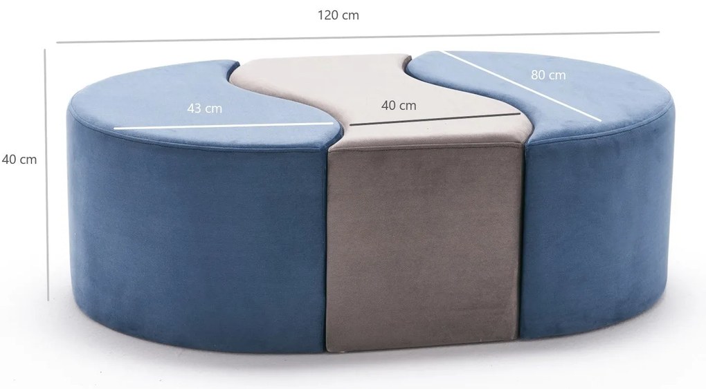 Pouffe Alya Puf – Azul Mink – 120 cm x 40 cm x 80 cm