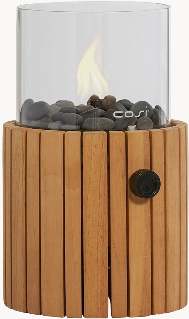 Lanterna de mesa a gás para interior e exterior com corpo em madeira de teca Cosiscoop Timber