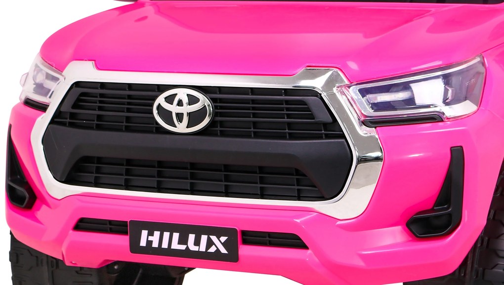 Carro elétrico para Crianças Toyota Hilux 12V 4x4 Rodas Espuma EVA, Assento couro ecológico Rosa