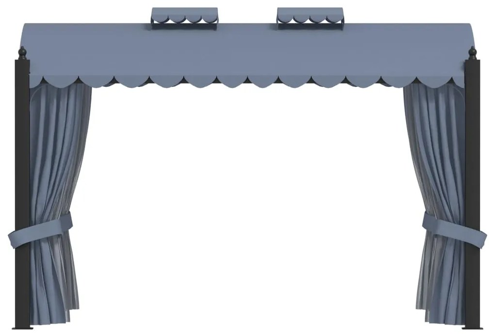 Gazebo com cortinas 3x4 m aço antracite