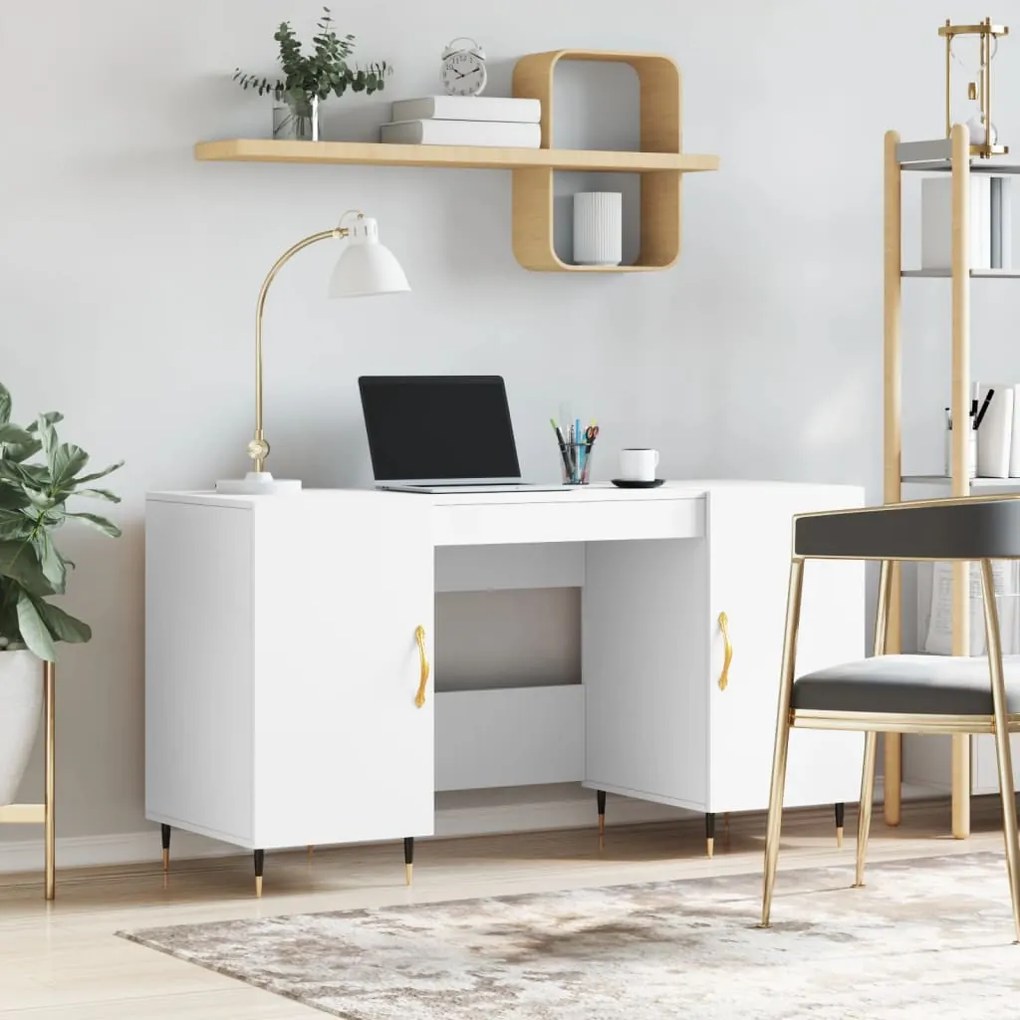 vidaXL Secretária 140x50x75 cm derivados de madeira branco
