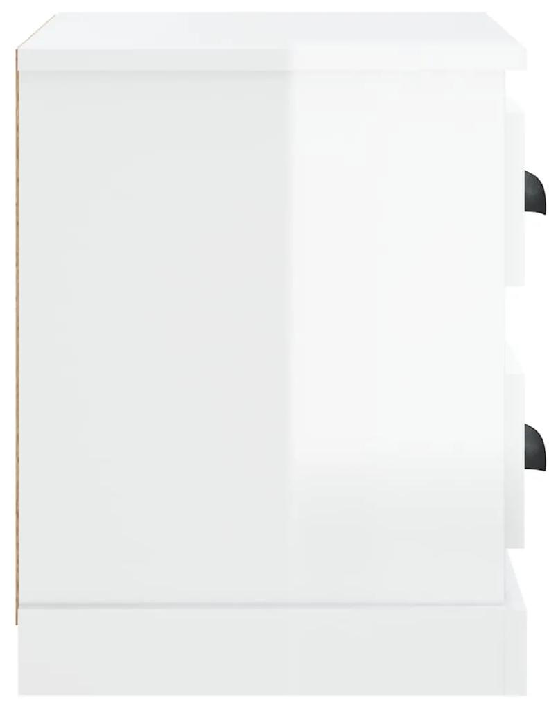 Mesa de cabeceira 60x35,5x45 cm branco brilhante