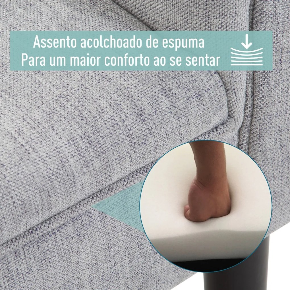 Banco de Pé de Cama Banco com Assento Acolchoado e Pés de Madeira para Dormitório Entrada 132x45,5x58cm Cinza