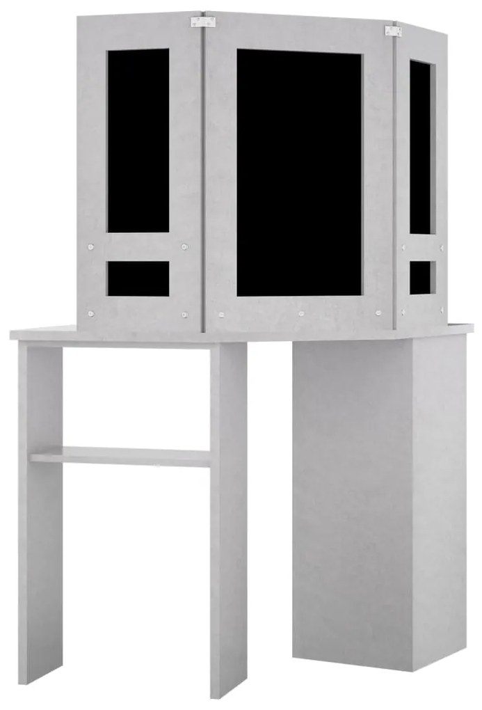 Toucador de canto com LED 111x54x141,5 cm cinzento cimento