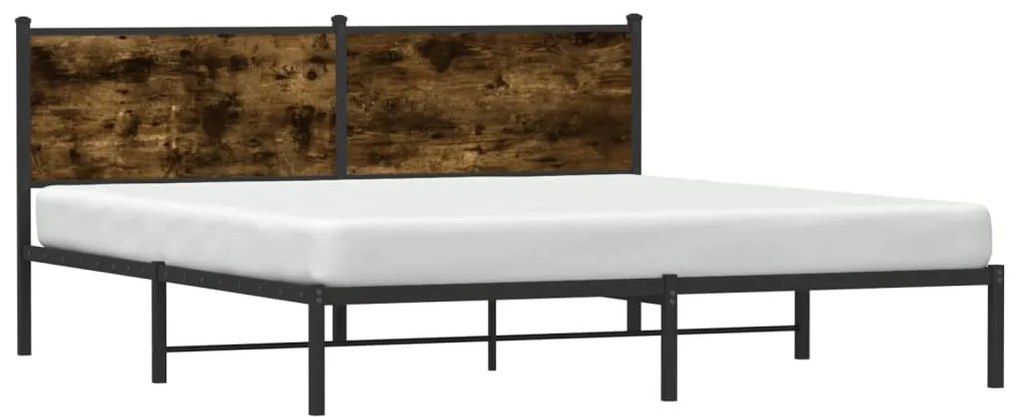 Estrutura de cama com cabeceira 160x200cm metal carvalho fumado