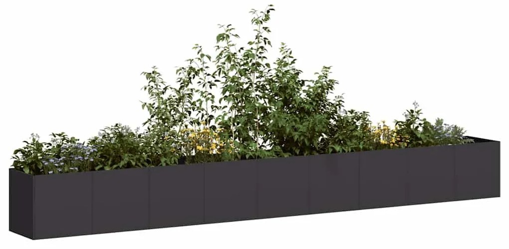 vidaXL Vaso floreira 360x40x40 cm aço laminado a frio preto