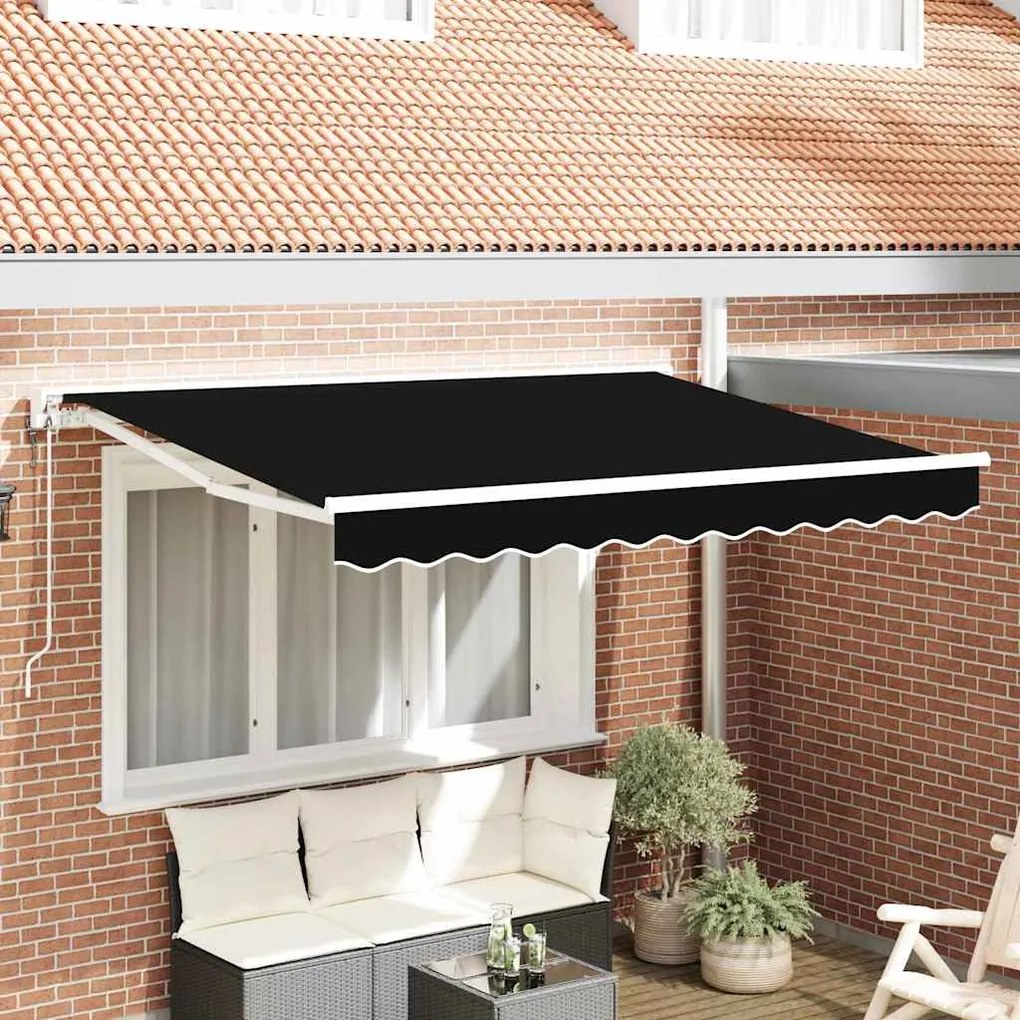 vidaXL Toldo Retrátil Manual Preto 300x200 cm Poliéster e Alumínio