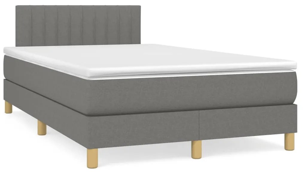 Cama boxspring com colchão 120x190 cm tecido cinzento-escuro