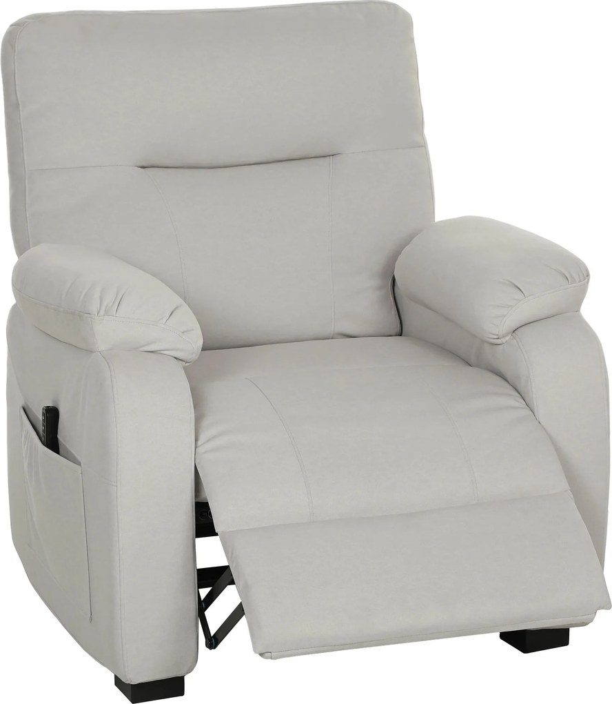 Poltrona relax elétrica, poltrona reclinável, porta USB, apoio para os pés, bolsos laterais, comando à distância, 96 x 90 x 103 cm