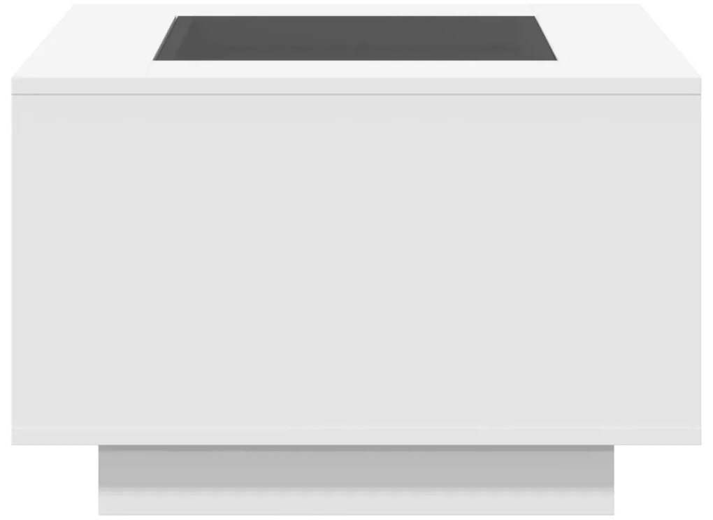 Mesa de centro c/LEDs 60x60x40cm contraplacado branco brilhante