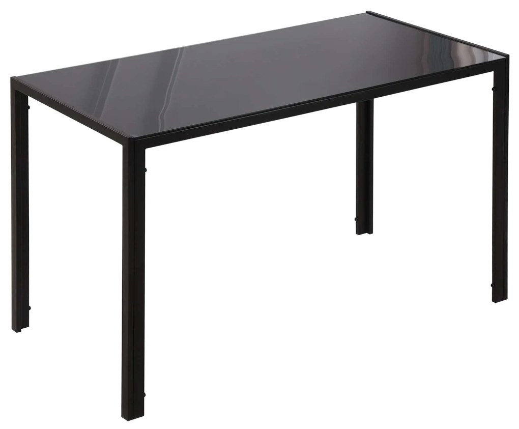 HOMCOM Mesa Sala de Jantar de Cristal Mesa Retangular para 4-6 pessoas com Pés de Metal Multifuncional 120x60x75 cm Preto | Aosom Portugal