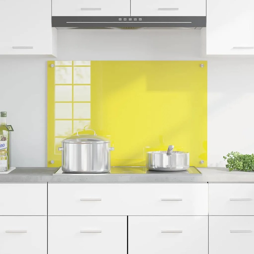 backplash de cozinha vidaXL Amarelo 90x60x0,6 cm em vidro temperado