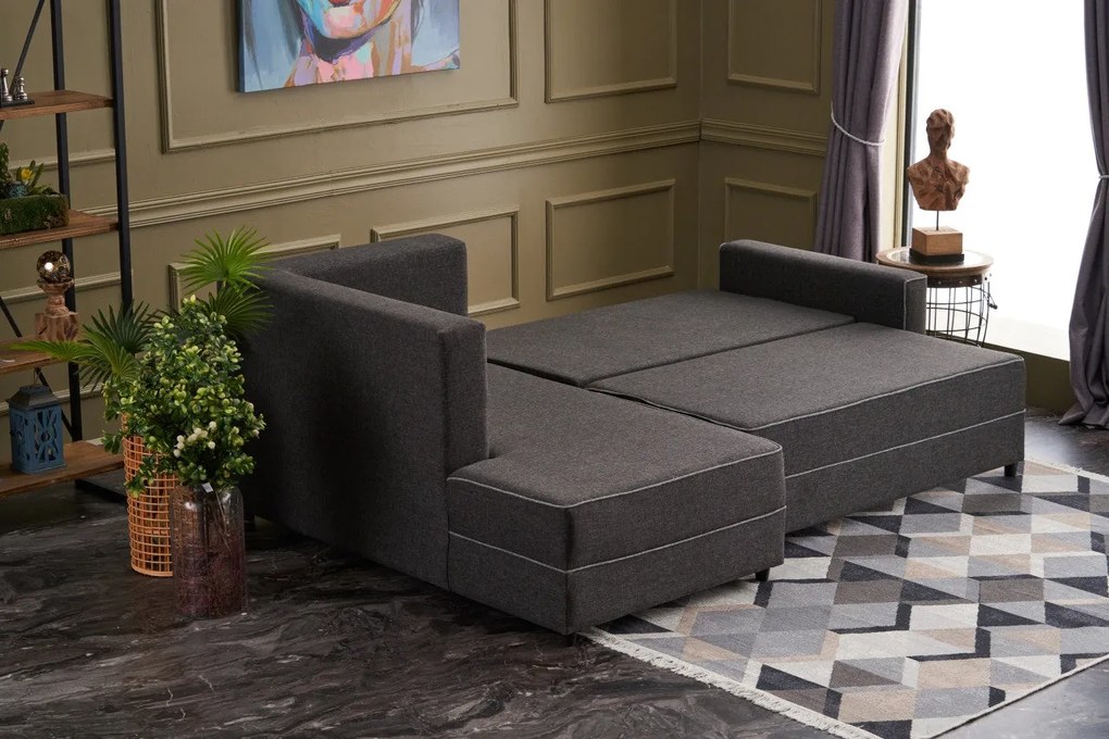 Sofá-Cama de Canto Ece – Antracite – 242 cm x 88 cm x 90 cm