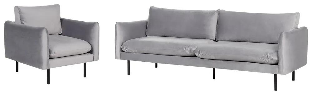 Conjunto de sofás 4 lugares em veludo cinzento VINTEBRO Beliani