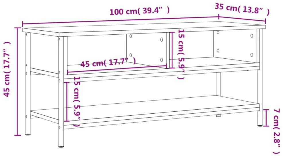 Móvel de TV 100x35x45 cm derivados de madeira preto
