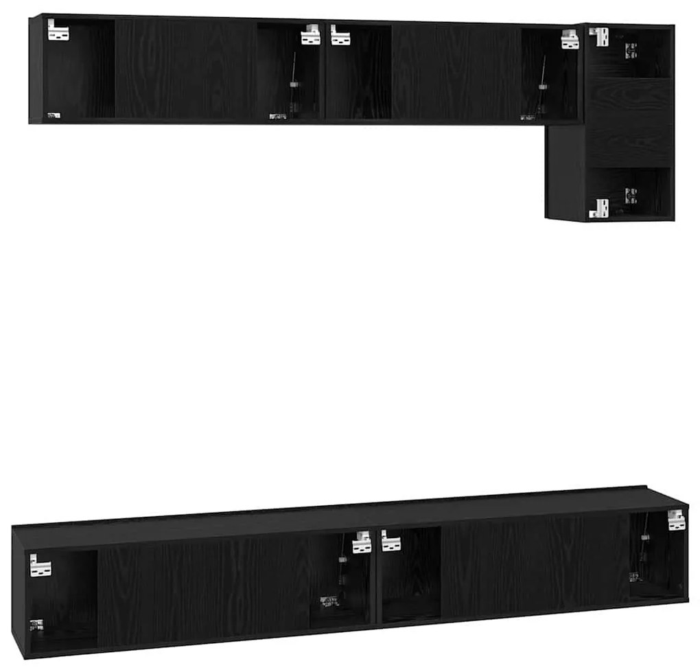 Conjunto de móvel de TV 5 pcs Carvalho Preto 100 x 30 x 30 cm