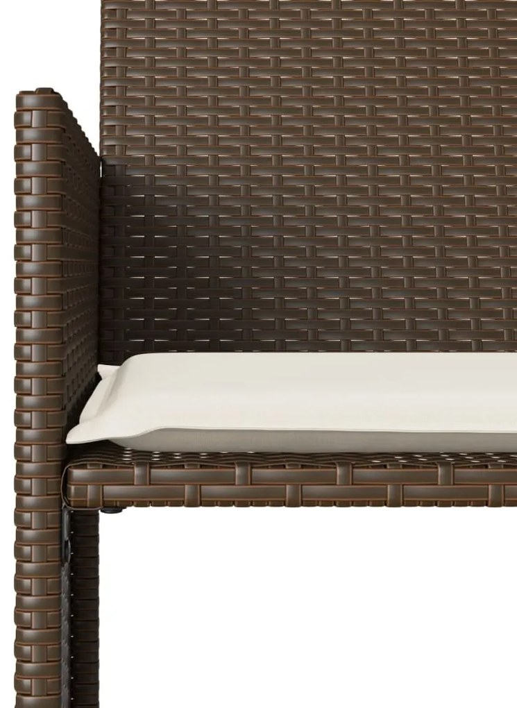 Sofá de jardim de 2 lugares com mesa e bancos vime PE castanho