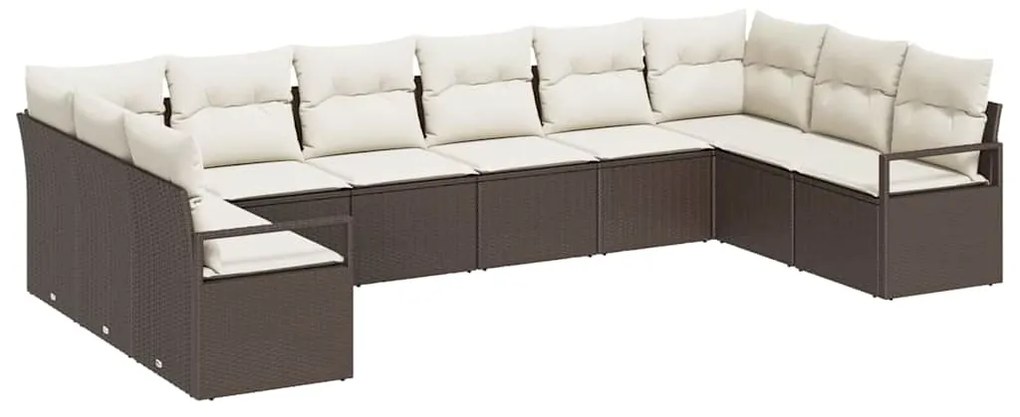 Conjunto de Sofá de Jardim de 10 Peças com Almofadas em Rattan Poliést