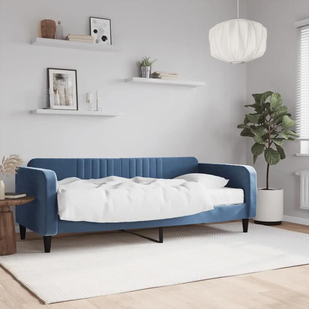 3197038 vidaXL Sofá-cama com colchão 90x200 cm veludo azul