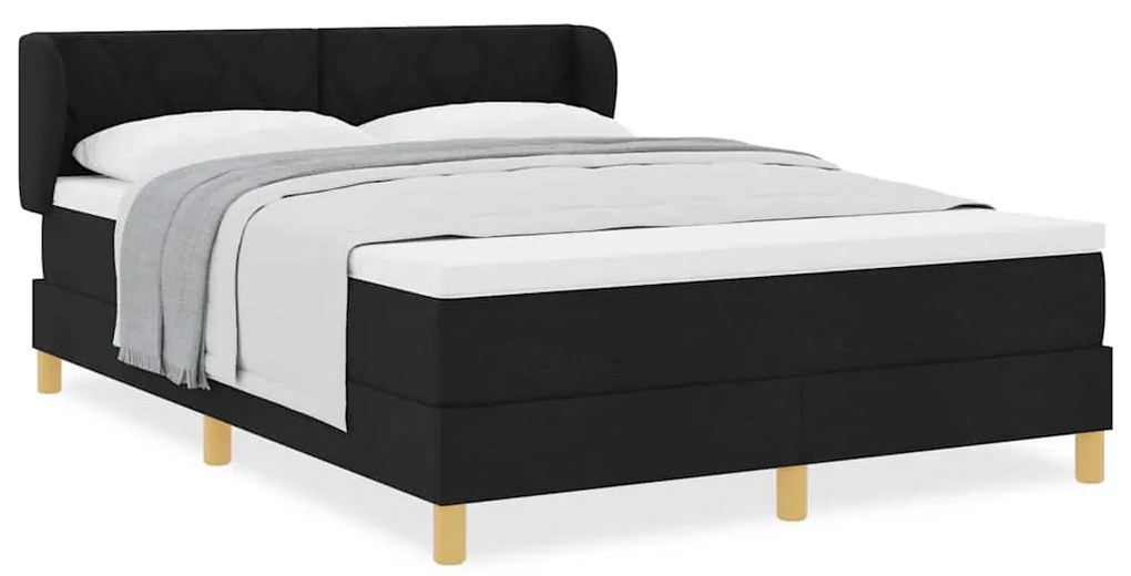 Cama Box Spring vidaXL com Colchão - Preta, 160x200 cm, Tecido