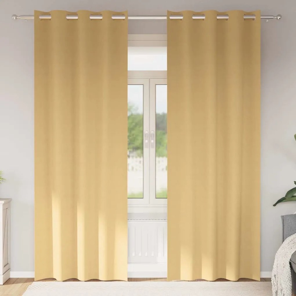 Cortinas com cortinas 2 pcs Bege 225 x 140 cm Poliéster