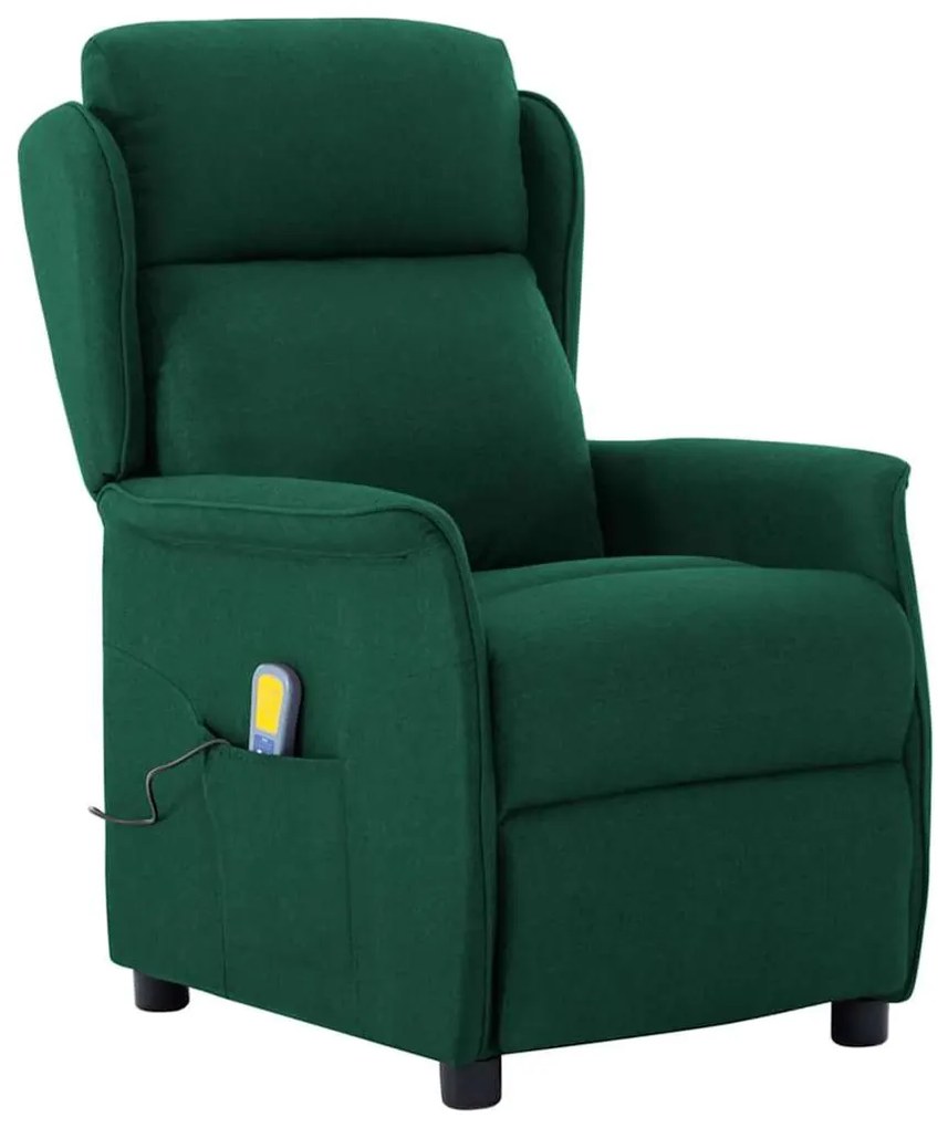 vidaXL Cadeira de massagem Verde Escuro 67.5 x 93.5 x 101.5 cm tecido