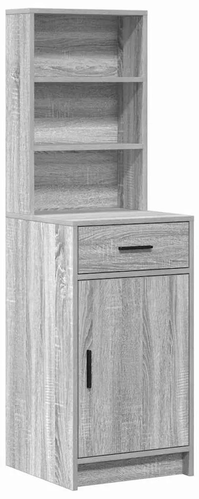 Conjunto de Mesa de Maquilhagem 2 Peças com LED Cinzento em Madeira de