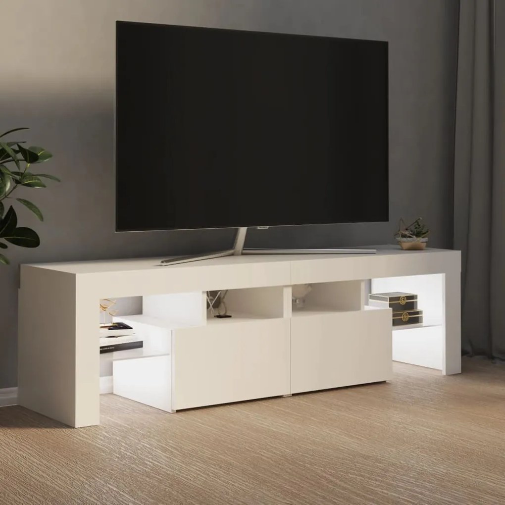 Móvel de TV com luzes LED 140x36,5x40 cm branco