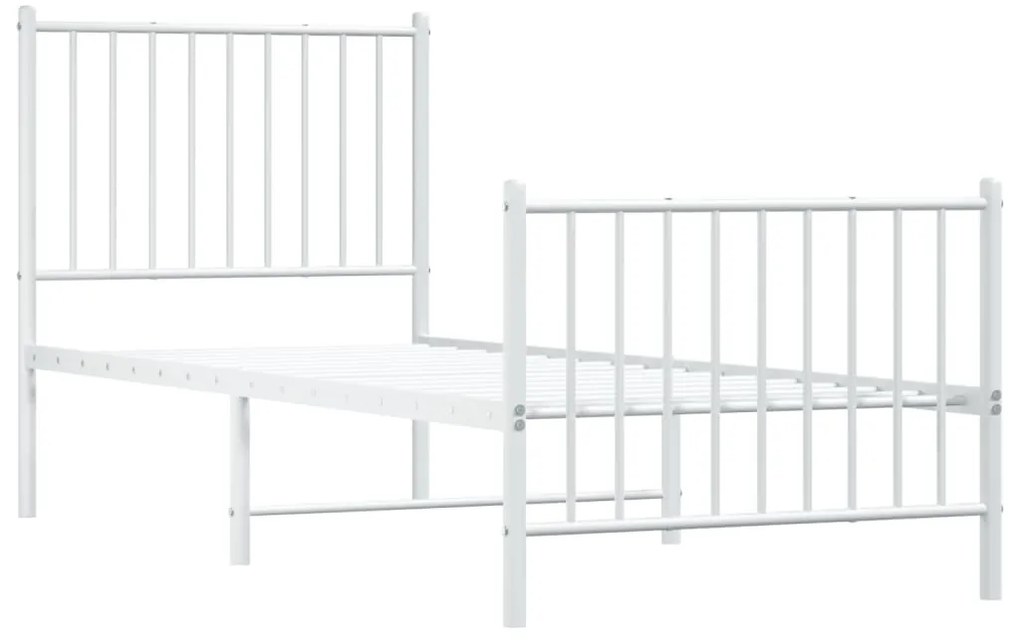 Estrutura de cama com cabeceira e pés 80x200 cm metal branco