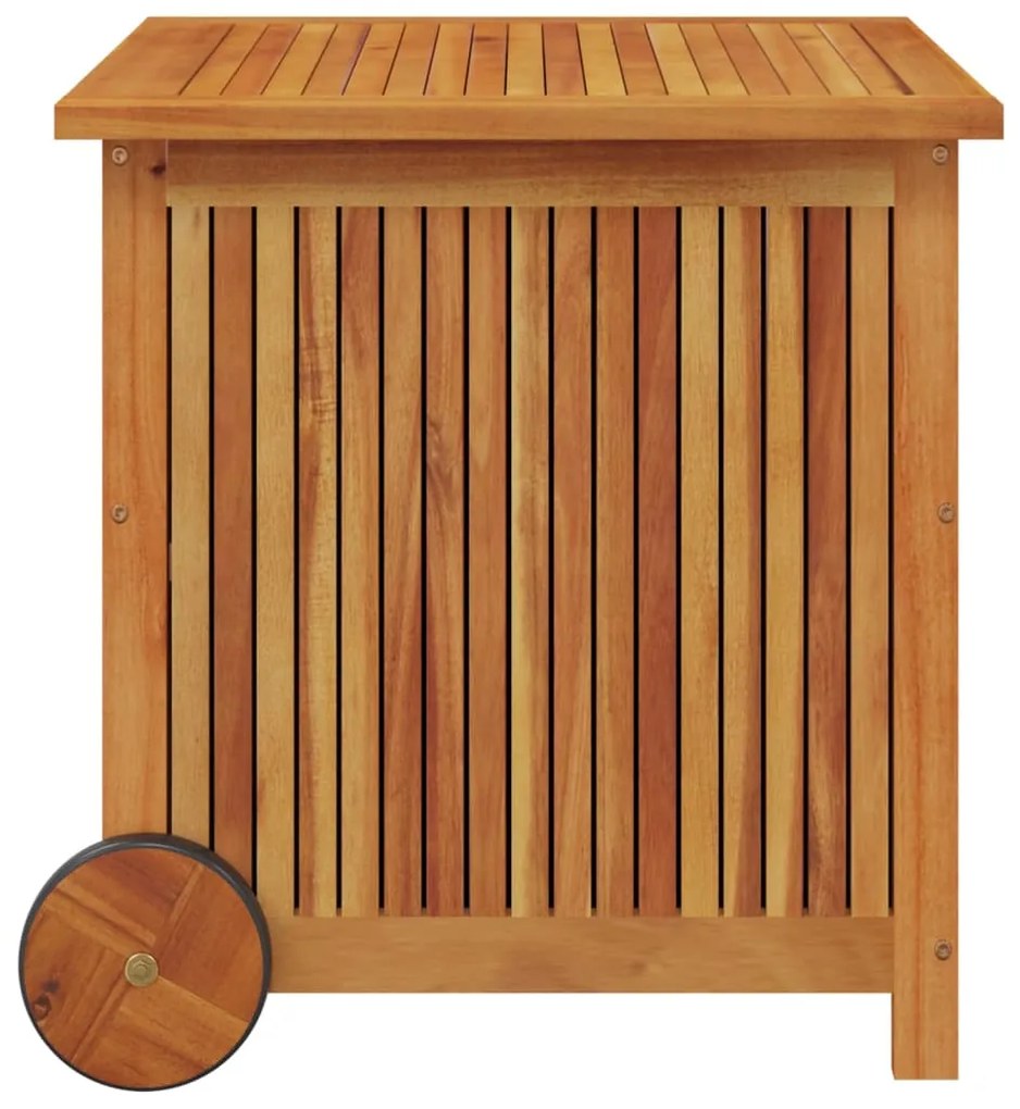 Caixa arrumação jardim c/rodas 60x50x58cm madeira acácia maciça