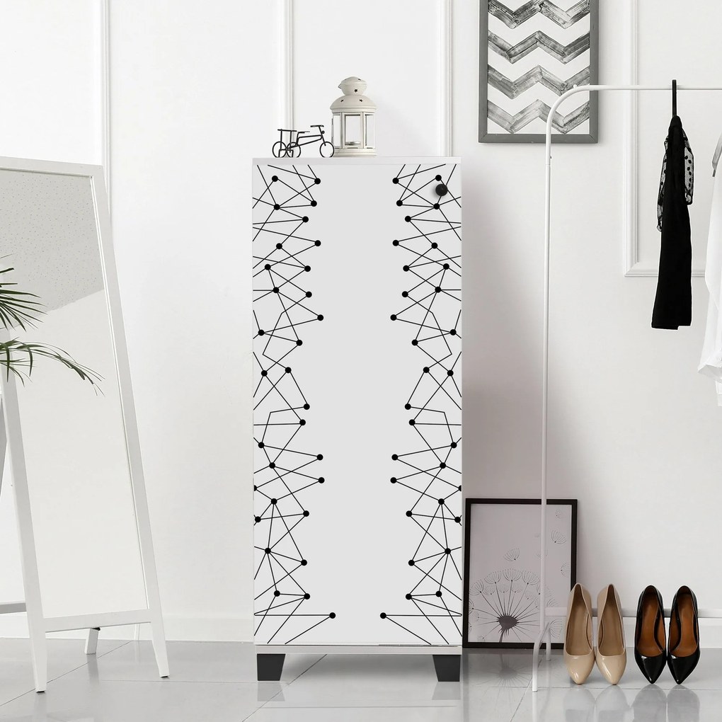 Armário para Sapatos Filinta – Branco/Preto – 50x127x38 cm