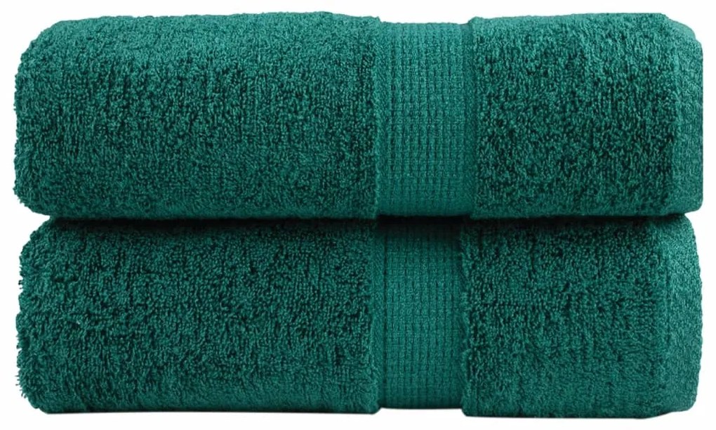 vidaXL Toalhas de rosto premium SOLUND 2 peças verde 30x30 cm 600 g/m²