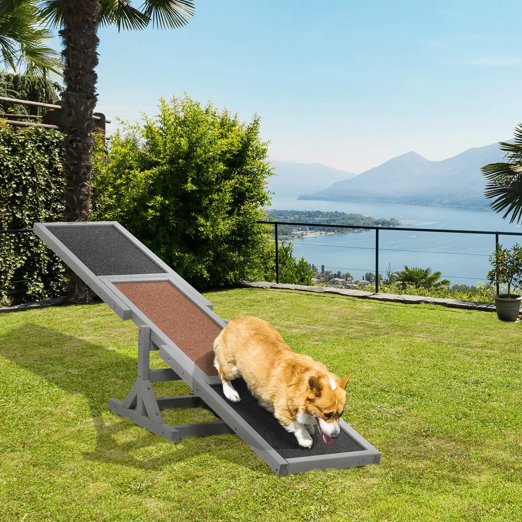 Equipamento de treino para cães - Baloiço de agilidade desportiva, em madeira de abeto pré-oleada, com feltro betumado antiderrapante cinzento-escuro